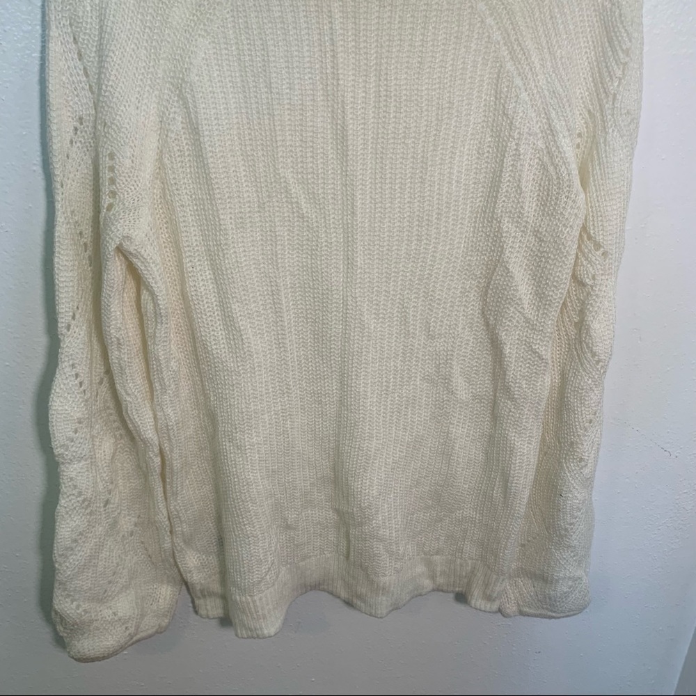 Maurices Women's Size XS Crewneck Sweater Cream Ivory Eyelet Wide Sleeves - Picture 8 of 10